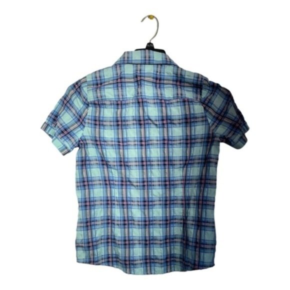Classic Editions Womens Plaid Fitted Shirt Button Down Short Sleeve - Picture 9 of 10
